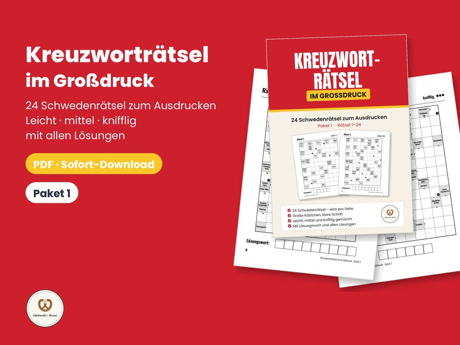 Kreuzworträtsel im Großdruck als PDF zum Ausdrucken